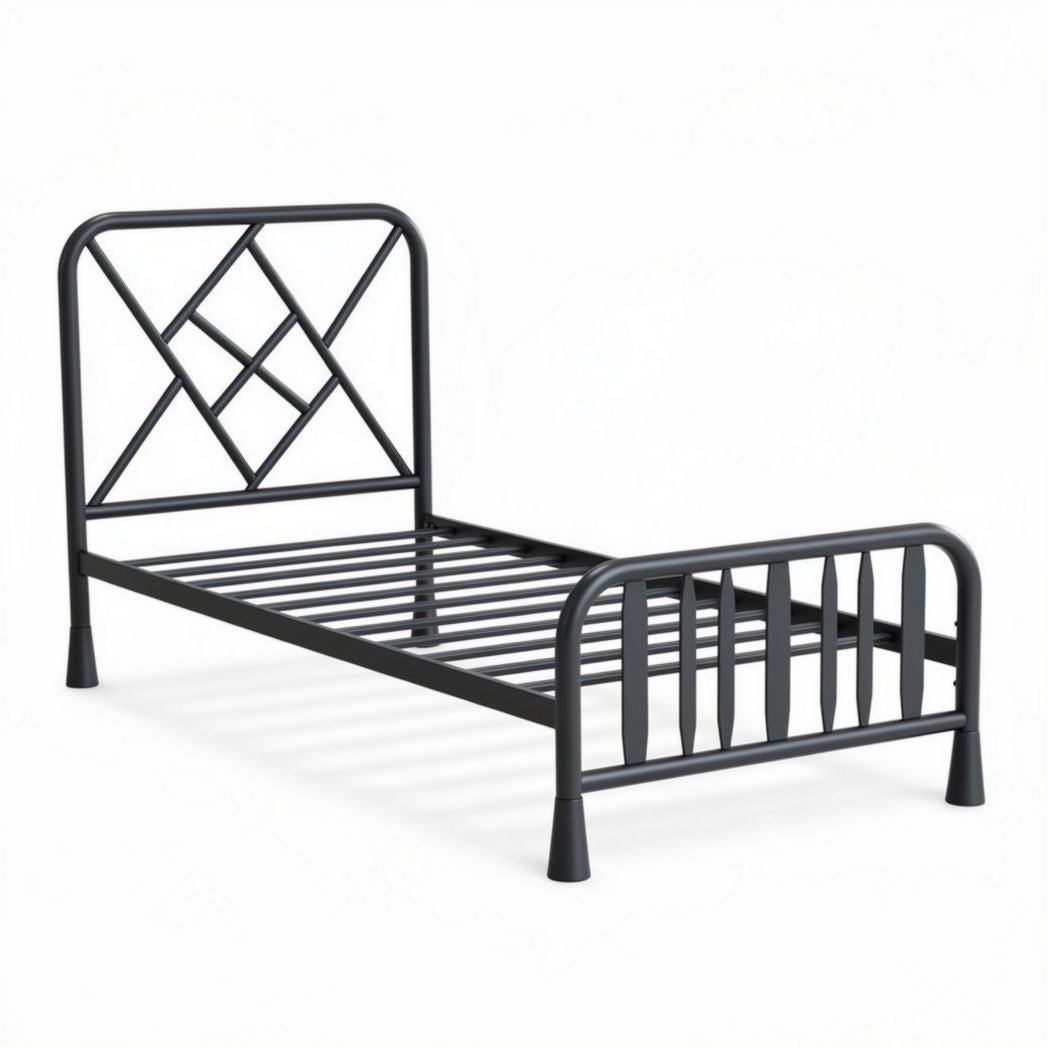 Łóżko metalowe w kolorze czarnym 190 x 90 x 30cm do sypialni